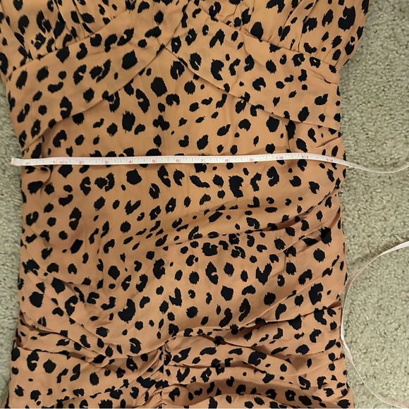 NICHOLAS Brownish/Tan Black 100%Silk Leopard Print Gathered Ruffle Frill Dress 4 - Picture 13 of 16